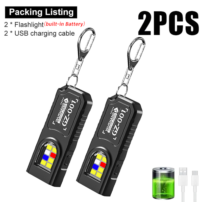 Outdoor Camping Lighting - Multifunctional Keychain Flashlight USB Rechargeable Mini