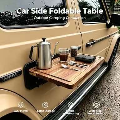 Outdoor Camping Folding Table - Quick Setup Car Side Mount Foldable
