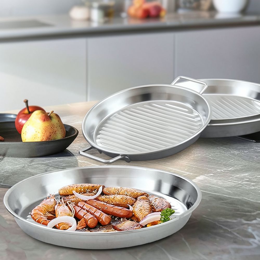 Outdoor Camping Kitchen - Portable Stainless Steel BBQ Griddle Pan