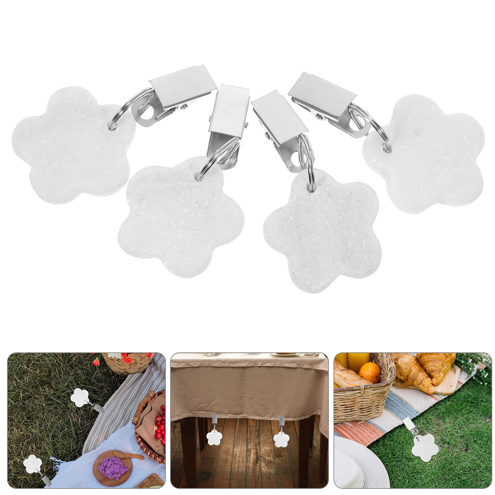 Outdoor Camping Folding Table - 4Pcs Tablecloth Clips Outdoor Flower Shaped