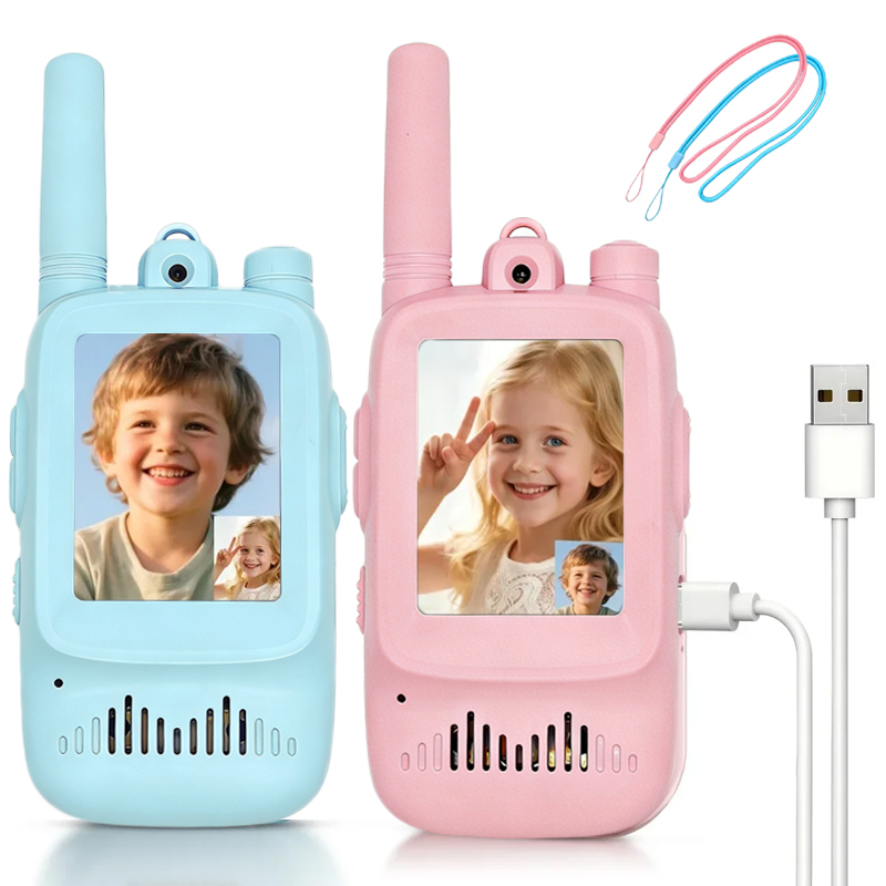 Outdoor Camping Games - 2pcs Kids Video Walkie Talkie Rechargeable