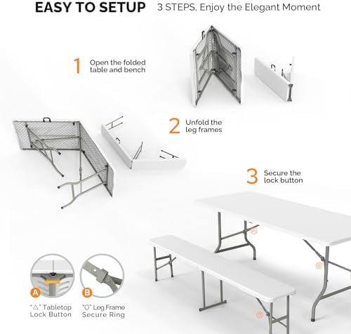 Picnic Table Set with 2 Benche - огляд і ціна Camping Outdoor Or Indoor