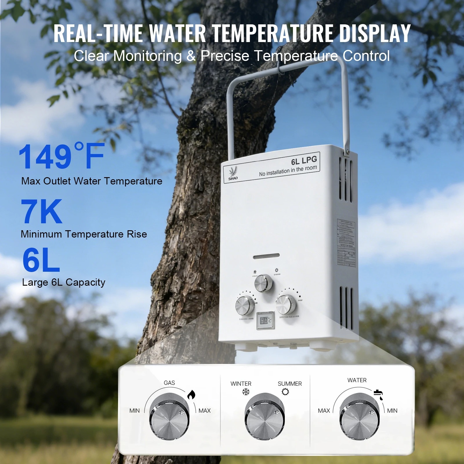 LPG Gas Water Heater|SIHAO 6L  - огляд і ціна Outdoor Camping Hot Water Heater